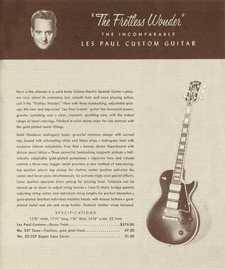 La Les Paul Custom con tre humbucker sul catalogo del 1958