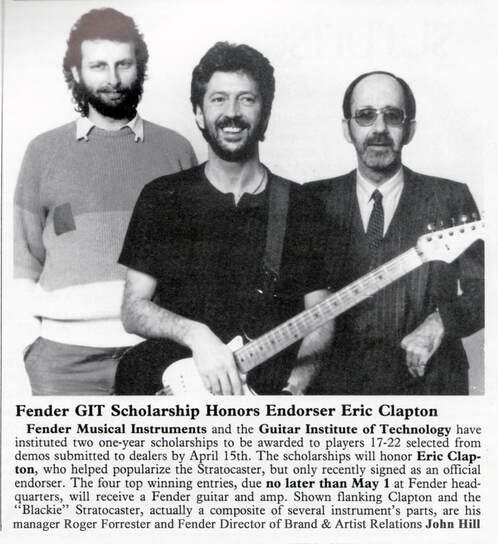 John Hill (left) and Clapton with the Blackie Stratocaster (Photo courtesy of John Hill)