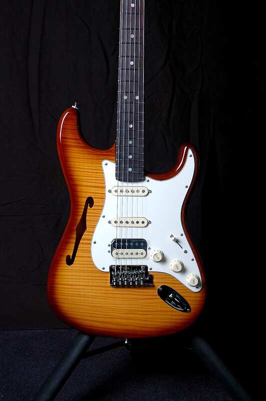 Rarities Flame Top Thinline Stratocaster Body front