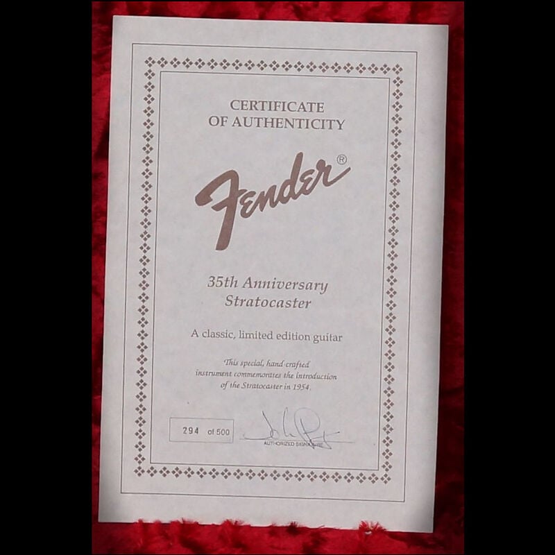 35th Anniversary stratocaster Certificate