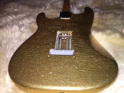 Master Design 1964 Gold Sparkle Relic Stratocaster body back