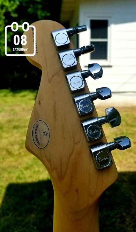 Limited Edition Flip Flop Green Blue Standard Stratocaster headstock back