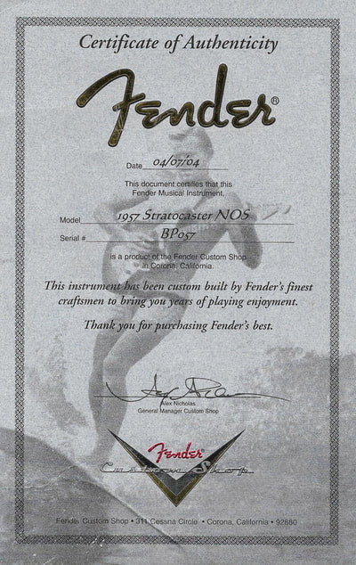 '57 California Beach Stratocaster certificate