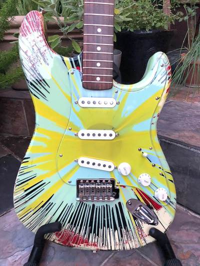 Splatter Stratocaster blue yellow