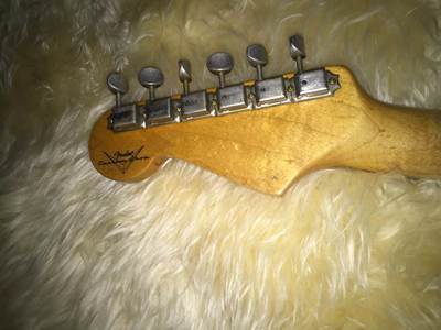 Master Design 1964 Gold Sparkle Relic Stratocaster headstock back