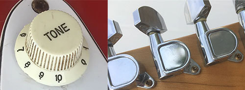 Dotted knob and cast/sealed tuning machines