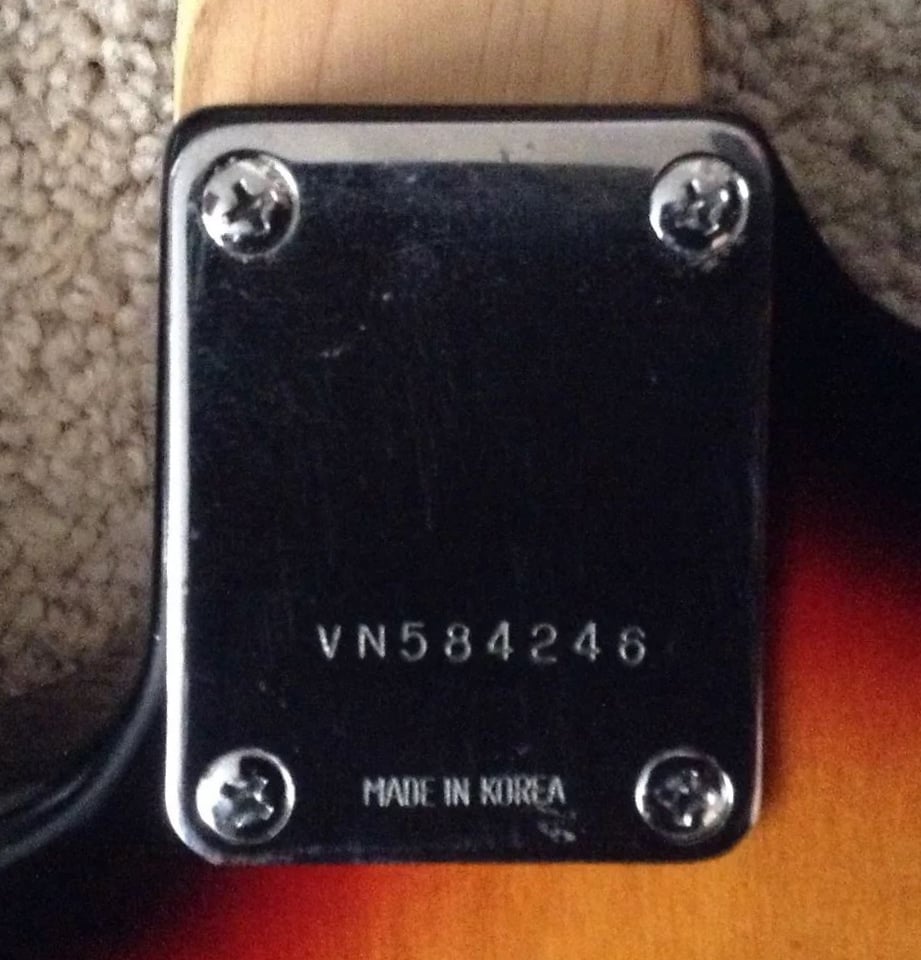 In 1995 the serial number of the standard Squier Stratocasters moved to the neck plate