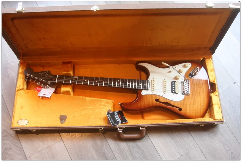 Rarities Flame Top Thinline Stratocaster with Case