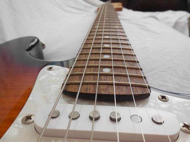Early Squier Deluxe Stratocaster Flame Maple Top, made in Indonesia