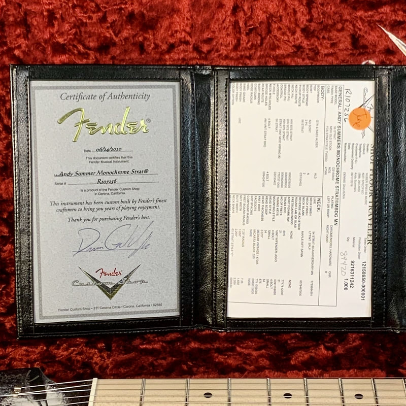Andy Summers Monochrome stratocaster Certificate